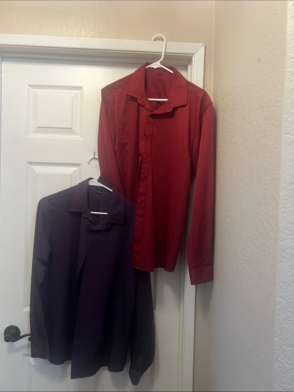 Men's Long-Sleeve Red and Purple Button-Up Dress Shirts